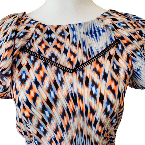 NEW Anthropologie Silk Dress Cocktail Sleeves Geometric Multi Size XS Greylin - Picture 2 of 15